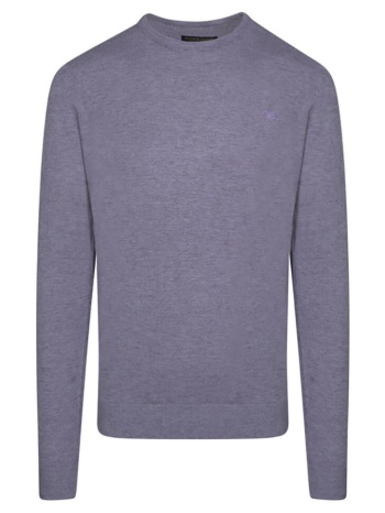 premium πουλόβερ μωβ cashmere blend round neck (modern fit) σε προσφορά