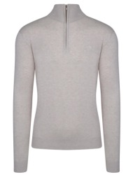 signature πουλόβερ μπεζ half zip (modern fit)