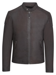 racer jacket καφέ 100% leather jacket (modern fit)
