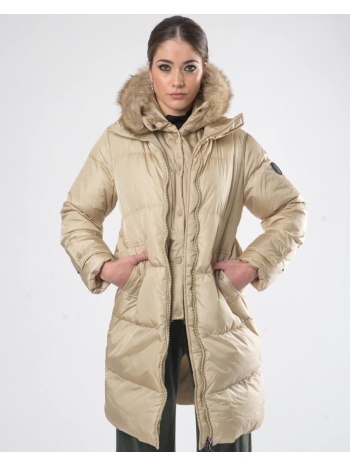 γυναικείο padded jacket μπεζ μακρύ (regular fit) new arrival σε προσφορά