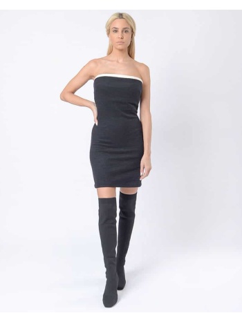 jesy dress. μίνι στράπλες μπουκλέ μαύρο φόρεμα new arrival σε προσφορά