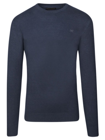 premium πουλόβερ μπλε σκούρο cashmere blend round neck σε προσφορά