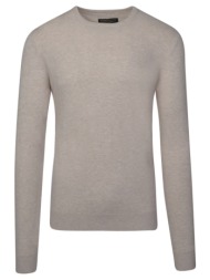 premium πουλόβερ μπεζ cashmere blend round neck (modern fit)