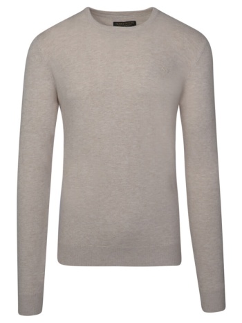 premium πουλόβερ μπεζ cashmere blend round neck (modern fit) σε προσφορά