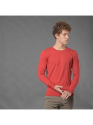 logo-embroidered πουλόβερ κόκκινο round neck (comfort fit)