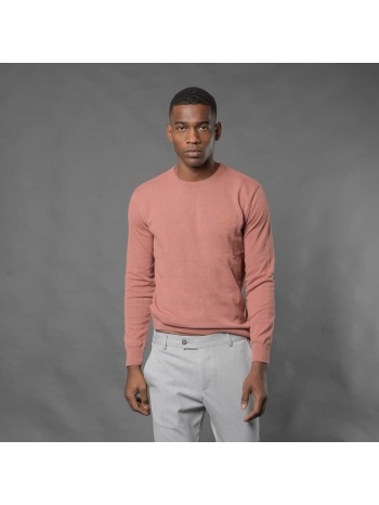 signature πουλόβερ σομόν round neck in cotton (modern fit) σε προσφορά