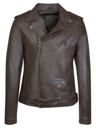 prince oliver perfecto jacket καφέ 100% leather (modern fit)