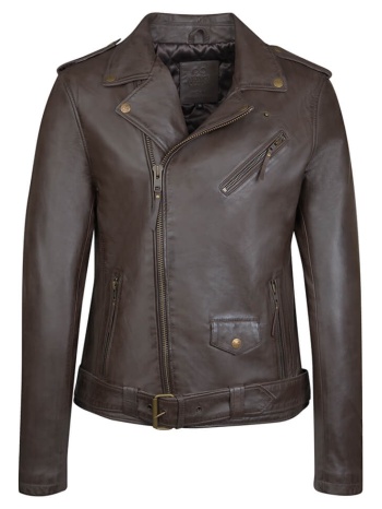 prince oliver perfecto jacket καφέ 100% leather (modern fit) σε προσφορά