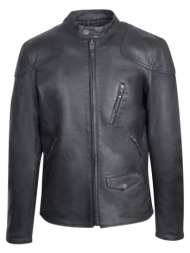 prince oliver racer jacket μαύρο 100% leather (modern fit)