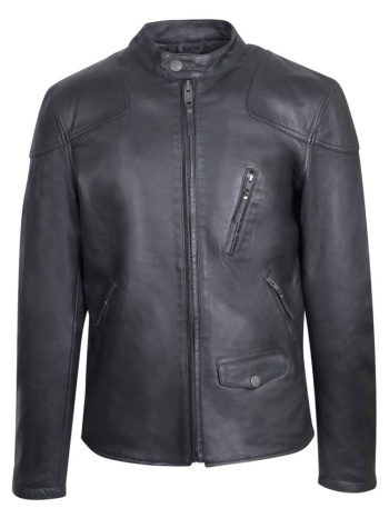 prince oliver racer jacket μαύρο 100% leather (modern fit) σε προσφορά