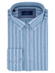 superior πουκάμισο button down ριγέ γαλάζιο 100% fine cotton (modern fit)