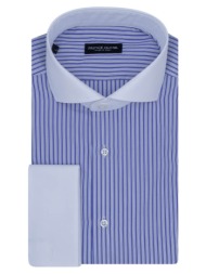 superior πουκάμισο λευκό/μώβ ριγέ 100% fine cotton (modern fit)