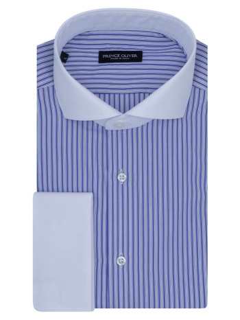 superior πουκάμισο λευκό/μώβ ριγέ 100% fine cotton (modern σε προσφορά