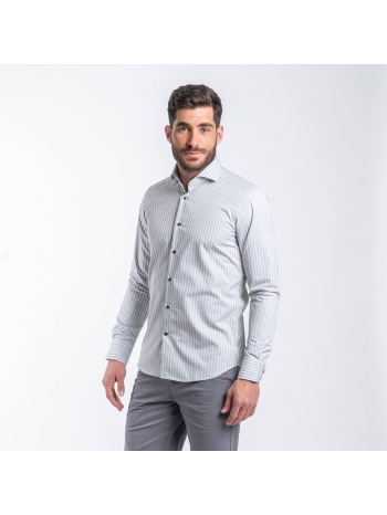 superior πουκάμισο γκρι ριγέ 100% fine cotton (modern fit) σε προσφορά