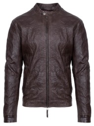 krinkle racer jacket καφέ 100% leather (modern fit)