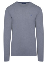 logo-embroidered πλεκτή μπλούζα γκρι in cotton (modern fit) new arrival