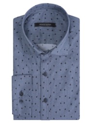 prince oliver πουκάμισο μπλε με μικροσχέδιο (modern fit) new arrival