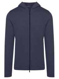 full zip ζακέτα in cotton μπλε σκούρο με κουκούλα (modern fit) new arrival