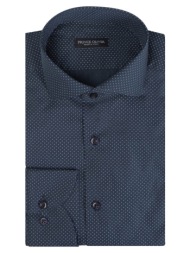 superior πουκάμισο με μικροσχέδιο μπλε σκούρο 100% fine cotton (modern fit)