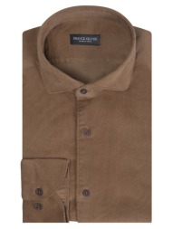 superior πουκάμισο κοτλέ καφέ (modern fit) 100% fine cotton new arrival