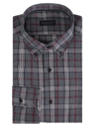 superior πουκάμισο καρό γκρι 100% fine cotton (modern fit) new arrival