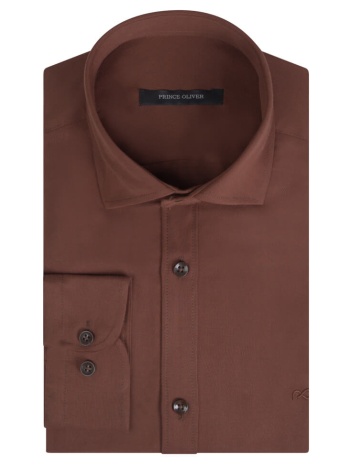 prince oliver tencel πουκάμισο καφέ (modern fit) new arrival σε προσφορά