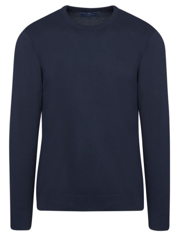 logo-embroidered πλεκτή μπλούζα μπλε σκούρο in cotton σε προσφορά