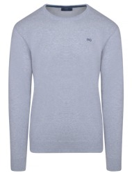 logo-embroidered πλεκτή μπλούζα γκρι ανοιχτό in cotton (modern fit) new arrival