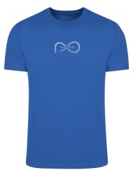 elegant logo τ-shirt μπλε ρουά round neck (italian slim fit)