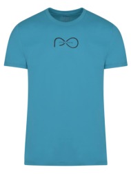 elegant logo τ-shirt γαλάζιο round neck (italian slim fit)