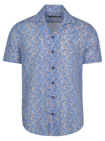 πουκάμισο γαλάζιο με tropical print 100%cotton (modern fit) σε προσφορά