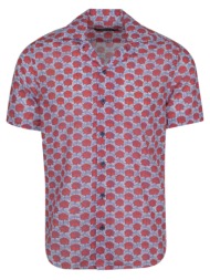 πουκάμισο κόκκινο με tropical print 100%cotton (modern fit)