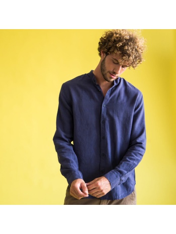 prince oliver πουκάμισο μπλε με mao γιακά (modern fit) σε προσφορά