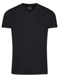 elegant logo τ-shirt μαύρο v neck (modern fit)