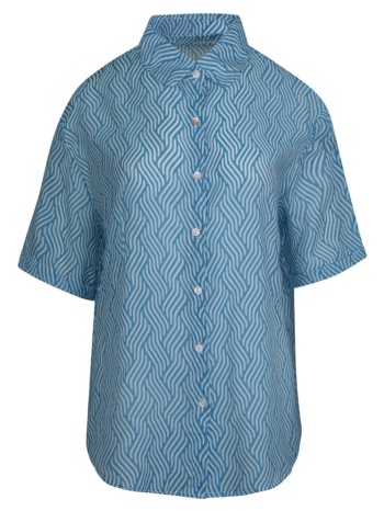 prince oliver γυναικεία πουκαμίσα γαλάζια με σχέδιο σε προσφορά