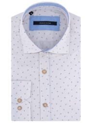 prince oliver πουκάμισο εκρού με καφέ λεπτομέρειες (modern fit)