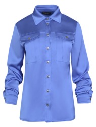 γυναικείο πουκάμισο σατινέ μπλε
