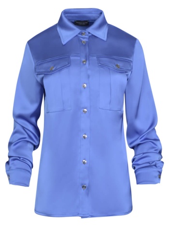 γυναικείο πουκάμισο σατινέ μπλε σε προσφορά