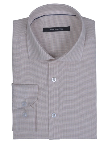 prince oliver πουκάμισο καρό μπεζ (modern fit) σε προσφορά
