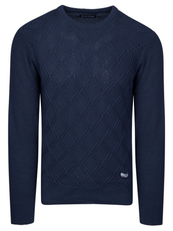 πουλόβερ μπλε σκούρο round neck (modern fit) σε προσφορά