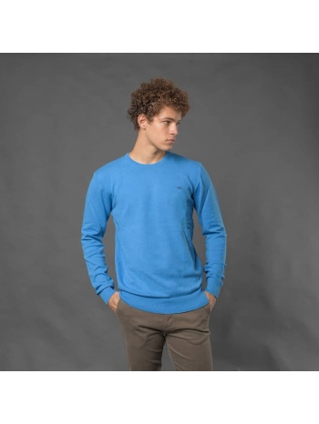 logo-embroidered πουλόβερ μπλε round neck (comfort fit) σε προσφορά