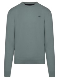 logo-embroidered πουλόβερ πράσινο round neck (comfort fit)