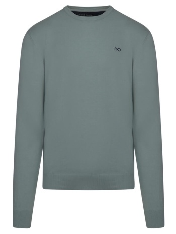 logo-embroidered πουλόβερ πράσινο round neck (comfort fit) σε προσφορά