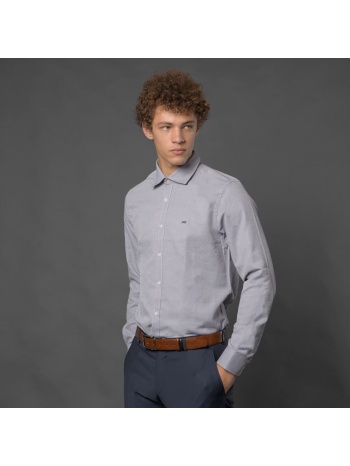 prince oliver πουκάμισo γκρι με μικροσχέδιο (modern fit) σε προσφορά