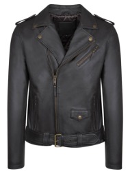 prince oliver perfecto jacket μαύρο 100% leather (modern fit)