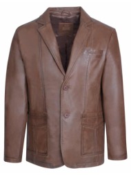 prince oliver δερμάτινο σακάκι καφέ 100% leather (modern fit)