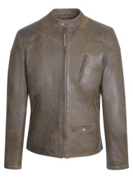 prince oliver racer jacket λαδί 100% leather (modern fit)