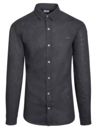 prince oliver πουκάμισο μαύρο 100% λινό (modern fit)