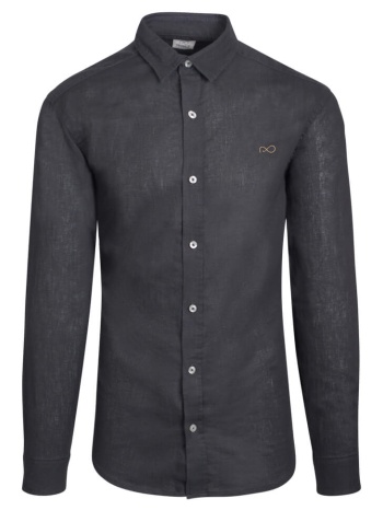 prince oliver πουκάμισο μαύρο 100% λινό (modern fit) σε προσφορά