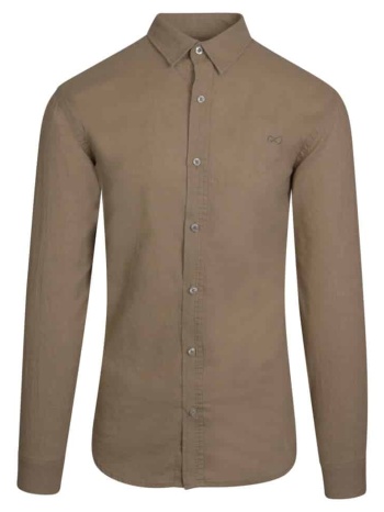 prince oliver πουκάμισο καφέ 100% λινό (modern fit) σε προσφορά